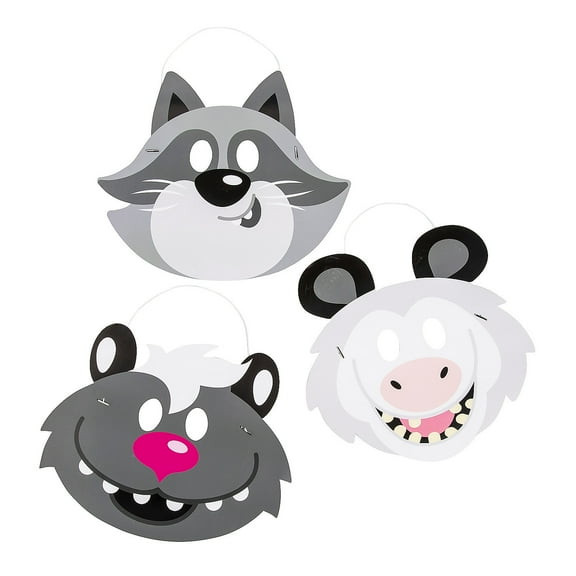 12" x 10" Garbage Critters Party Grinning Animal Masks - 12 Pieces