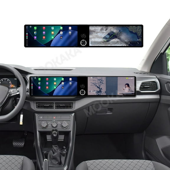 MOOKAKA Dual 12.3 inch Carplay Screen/Radio/Multimedia Player for Volkswagen T-Cross 2019-2023 Universal Car Navigation/GPS Upgrade Headunit Android Display 1080P Touch Screen Receiver Replace System