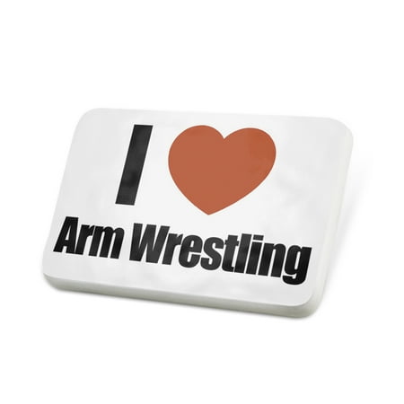 Porcelein Pin I Love Arm Wrestling Lapel Badge – NEONBLOND