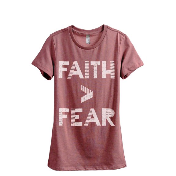 Faith Greater Than Fear Women's Fashion Relaxed T-Shirt Tee Heather Rouge 2X-Large