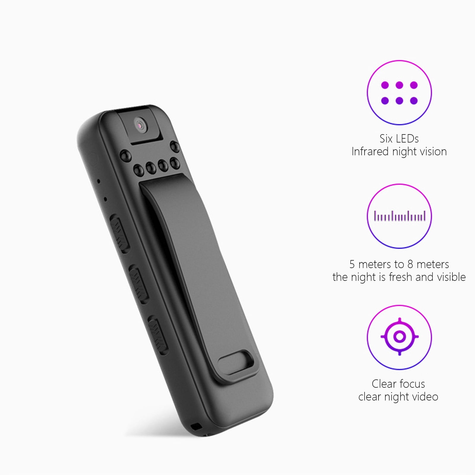 Mini Clip On Digital Voice Recorder, USB Rechargeable Multifunctional Dictaphone, High Definition Image Collection, Ultra Light Compact Recorder For Multi Scene Daily Recording