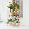 thumbnail image 3 of Wisfor 3 Tier Ladder Plant Stand Bamboo Folding Flower Display with Hanging Rail, 27.5x15.5x37.8in, 3 of 12