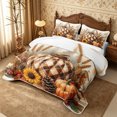thumbnail image 3 of Erosebridal Plaid Pumpkin Quilt King 3 Pieces,Fall Harvest King Coverlet Set,Cream,1 Bedspread and 2 Pillowcases, 3 of 7