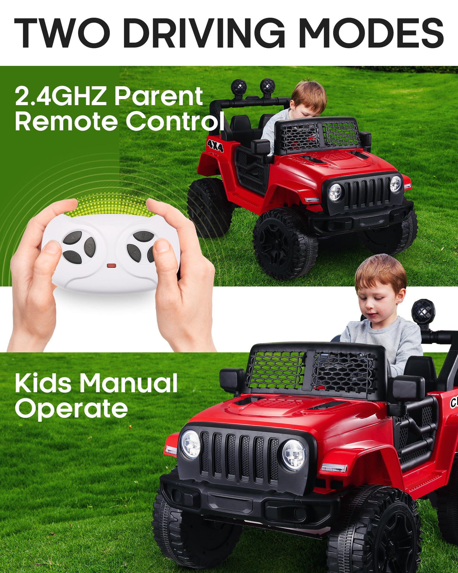Naipo 12V Kids Ride on Truck Car , Electric Truck Car Toys,  Parent Remote Control, w/Spring Suspension MP3 Player, LED Lights and Safety Belt, USB & AUX Port
