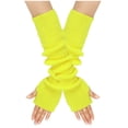 thumbnail image 2 of Elainilye Fashion Unisex Winter Gloves Knitted Wool Gloves Wrist Arm Warmer Solid Knitted Long Fingerless Gloves Mitten,Yellow, 2 of 5