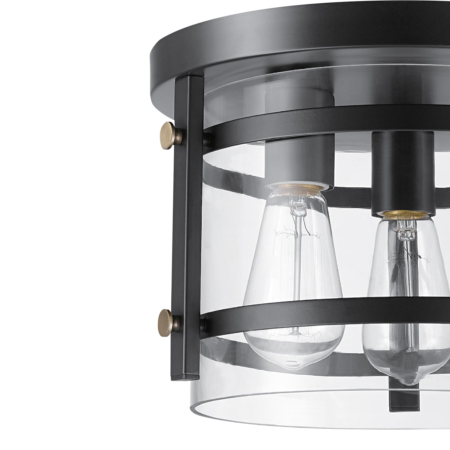 Globe Electric Rustic Contemporary 3-Light Dark Bronze Indoor Flush Mount Ceiling Light, Clear Glass
