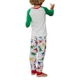thumbnail image 4 of Family Matching Parent-Child Christmas Pajamas Sets Cartoon Dinosaur Print Long Sleeve T-Shirt + Long Pants Jumpsuit, 4 of 10