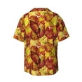 thumbnail image 6 of Lsque Autumn Mosaic Maple Leaves print Men's Cuban Collar Short Sleeve Shirt Summer Beachwear Casual Button Down Fashionable Vacation Leisure Shirt-XX-Large, 6 of 7