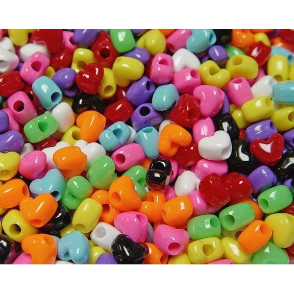 Jolly Store Crafts Multi Colors Heart Shaped Pony Beads, Made in USA
