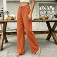 thumbnail image 4 of ClodeEU Women's Elastic Waist Straight Leg Pants With Pockets,Solid Color Casual Fashion Trousers ,Women's Plus S, 4 of 5