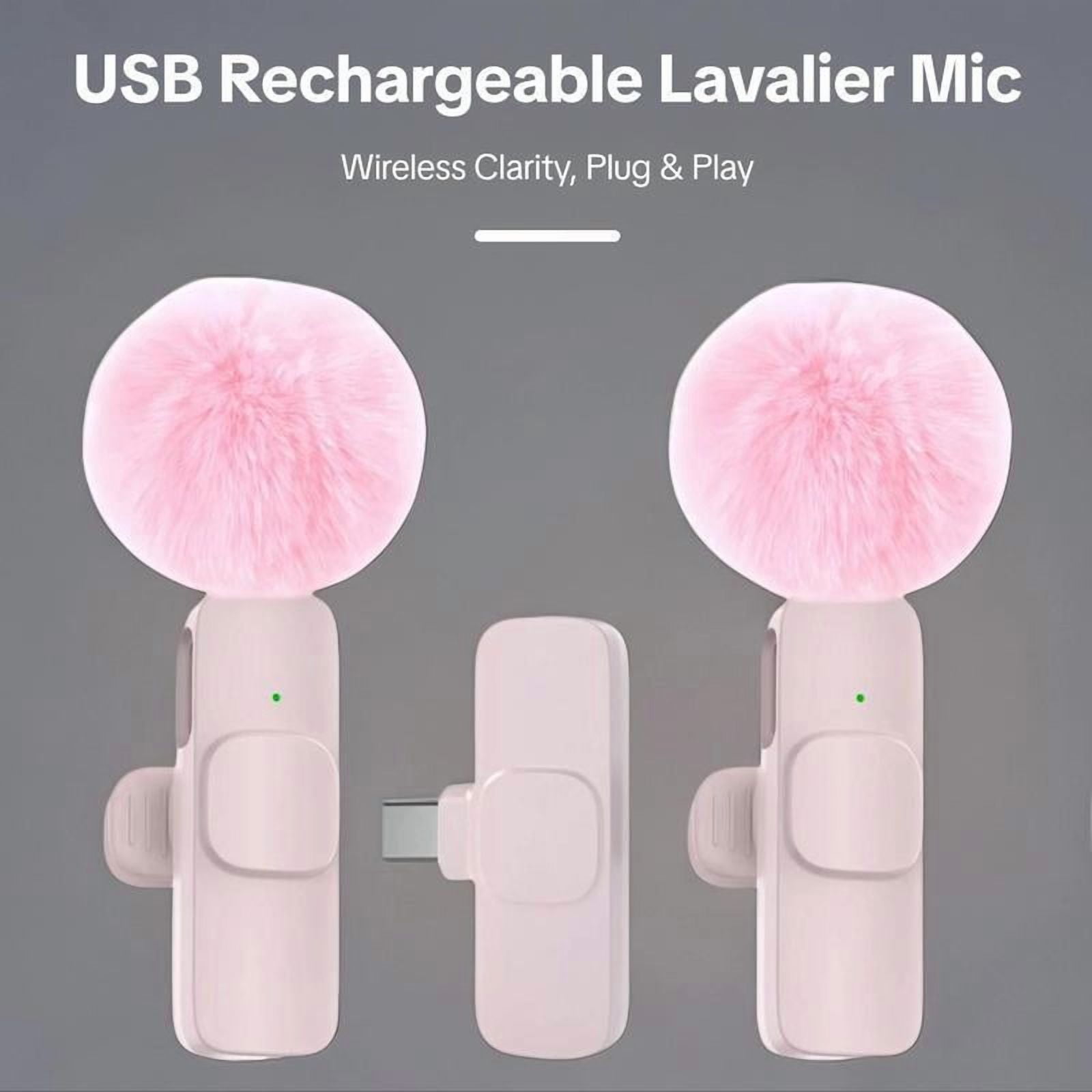 Professional Wireless Microphone, USB Rechargeable Wireless Microphone, Plug-Play Lapel Mic for Video Recording, Teaching, Interviews, Podcast Equipment, Gifts for Mums mini microfono minimic c