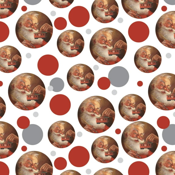 Christmas Holiday Santa Painting Toy Train Caboose Premium Gift Wrap Wrapping Paper Roll