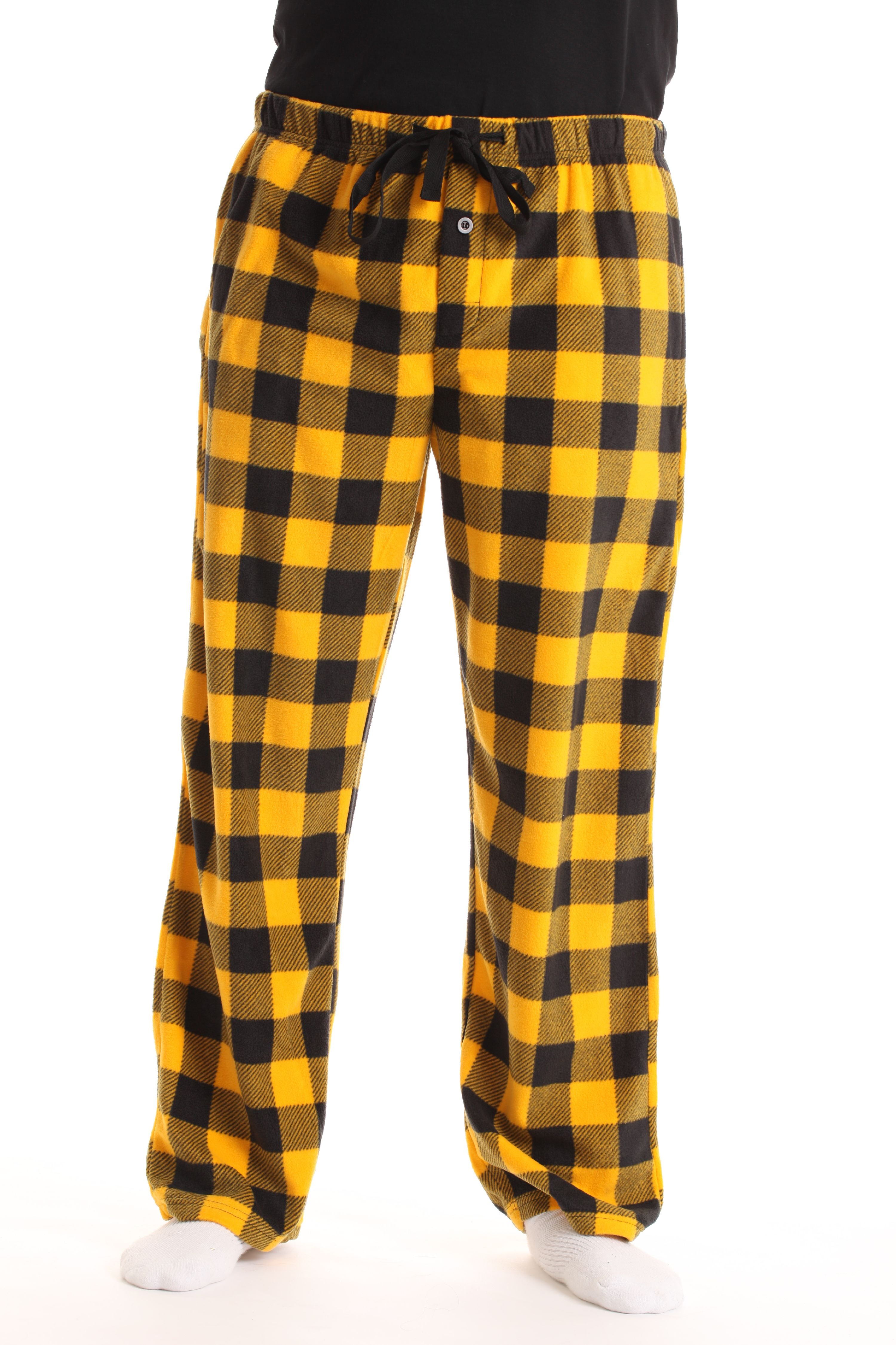 #FollowMe Microfleece Mens Pajama Pants with Pockets (Gold Buffalo ...