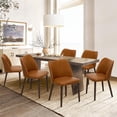thumbnail image 1 of Sillas de comedor COLAMY, 6 unidades, modernas, de piel sintética, color marrón claro, 1 of 5