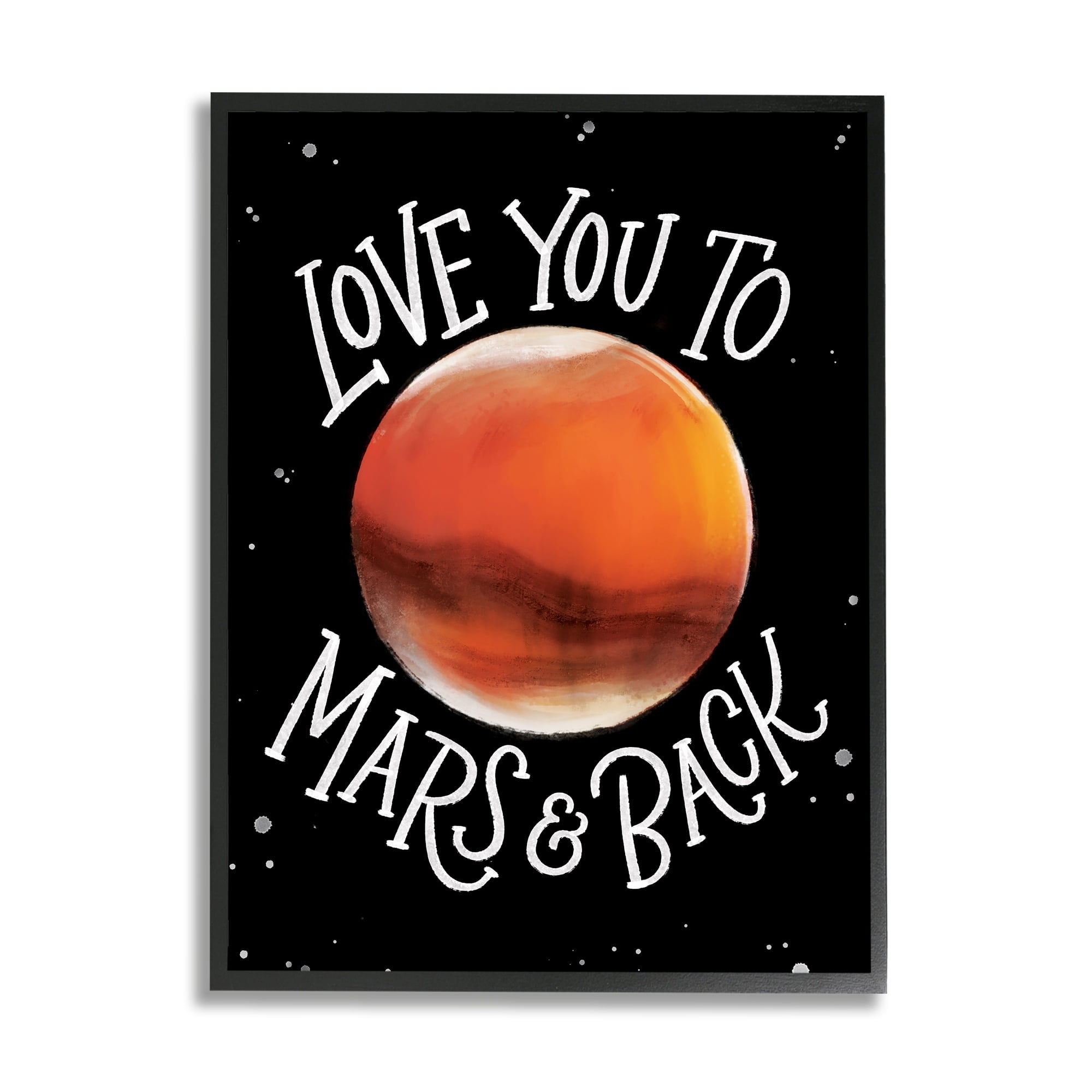 Stupell Industries Love You Mars & Back Motivational Space Phrase Graphic Art White Framed Art Print Wall Art, 24x30, by Regina Schachter