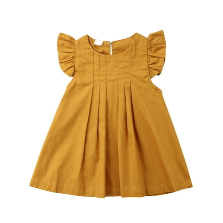 

Binpure Baby Girls Solid Color Dress Sleeveless Loose Knee-Length Dress Summer Princess Dress
