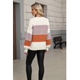 thumbnail image 3 of NAYTOAO Women's Color Block Striped Bubble Textured Crew Neck Lantern Sleeve Sweater, 3 of 7