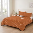 thumbnail image 2 of 3 Pieces Queen Quilt Set,Colorful Polka Dot on Orange Soft Bedding Sets with 1 Quilt & 2 Pillow Shams,Modern Minimalist Dotted Summer Bedspread Lightweight Coverlet Comforter for All Season, 2 of 6