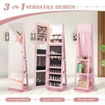 thumbnail image 3 of Resenkos Jewelry Armoire Cabinet, Jewelry Storage Chest,360° Rotating Mirrored Jewelry Cabinet Armoire 3 Color LED Modes Lockable-Pink, 3 of 10