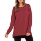 thumbnail image 1 of Sudadera de Mujer de Color Liso con Cuello Redondo, Larga y Abertura Frontal Corta y Trasera Larga Vino Tinto XL, 1 of 8