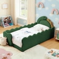thumbnail image 6 of T-Joy Cute Dinosaur-Shaped Kids Bed with Safety Guardraild, Boucle Wooden Toddler Bed, Twin Size, Green, 6 of 6