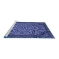 thumbnail image 2 of Ahgly Company Machine Washable Indoor Square Abstract Blue Modern Area Rugs, 7' Square, 2 of 4