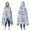 Blue Leaf Pattern, variant on Wearable Blanket,Blue Geometric Zigzag Checker Pattern Hooded Wearable Flannel Blanket for Adults & Teens,Winter Poncho Shawl Wrap Cape Cozy Anti-Pill,60"x80"