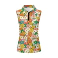 thumbnail image 2 of Uorisanigo Cute Hippie Flower Womens Golf Shirt Soft Polyester Spandex Fabric Womens Golf Shirt Sleeveless Zip Up Polo Shirts Quick Dry Outing Wear, 2 of 7