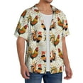thumbnail image 2 of Sikiie Colorful Roosters Men's Wrinkle Free Untucked Cuban Shirt Business Casual Button Down Shirts Short Sleeve ShirtMedium, 2 of 5
