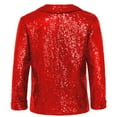 thumbnail image 2 of TiaoBug Kids Christmas Sparkly Sequins Jacket One Button Formal Tuxedo Suit Jazz Disco Dance Outerwear Red 6, 2 of 5