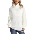thumbnail image 1 of Lucakuins Mujeres Lindo Suéter De Cuello Alto Color Sólido Manga Larga Jersey Tops Prendas De Punto Para Otoño Ropa De Calle Cálida Lucakuins  moda, 1 of 4