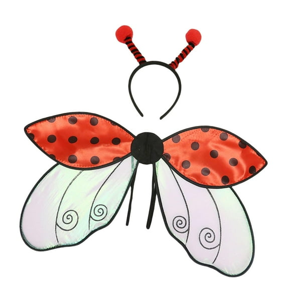 Disfraz infantil de alas con diadema, disfraz de animal para Halloween para actuaciones Rojo