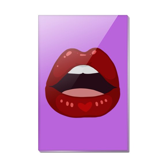 Seductive Luscious Open Mouth Lips Rectangle Acrylic Fridge Refrigerator Magnet