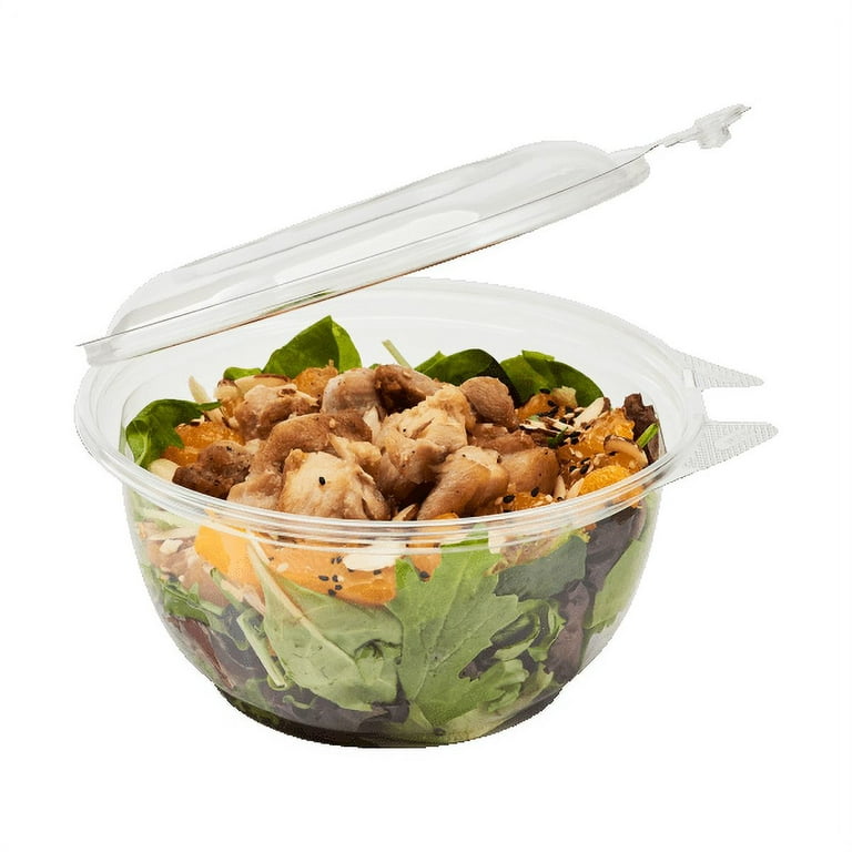 PET Tamper Resistant Hinged Salad Bowl with Dome Lid, 32 oz. (240
