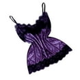 thumbnail image 4 of Ujnder Women's Elegant Silk Pajamas Set Satin Camisole Sleepwear V Neck Top and Shorts Purple L, 4 of 9