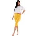 thumbnail image 6 of Cotton Capri Leggings Plain Pants Capris For Women Junior & PLUS Size, Yellow, Medium, 6 of 6