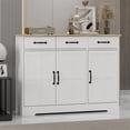thumbnail image 3 of Farmhouse Kitchen Sideboard Buffet Cabinet, 3-Doors 3-Drawers Farmhouse Storage Cabinet with Adjustable Shelves, White, 3 of 7