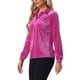 thumbnail image 4 of CAMISA DE VELVET DE MANGA LARGA CON BOTONES Y BOLSILLO FRONTAL PARA MUJERES CHIC EN ROJO ROSA, 4 of 5