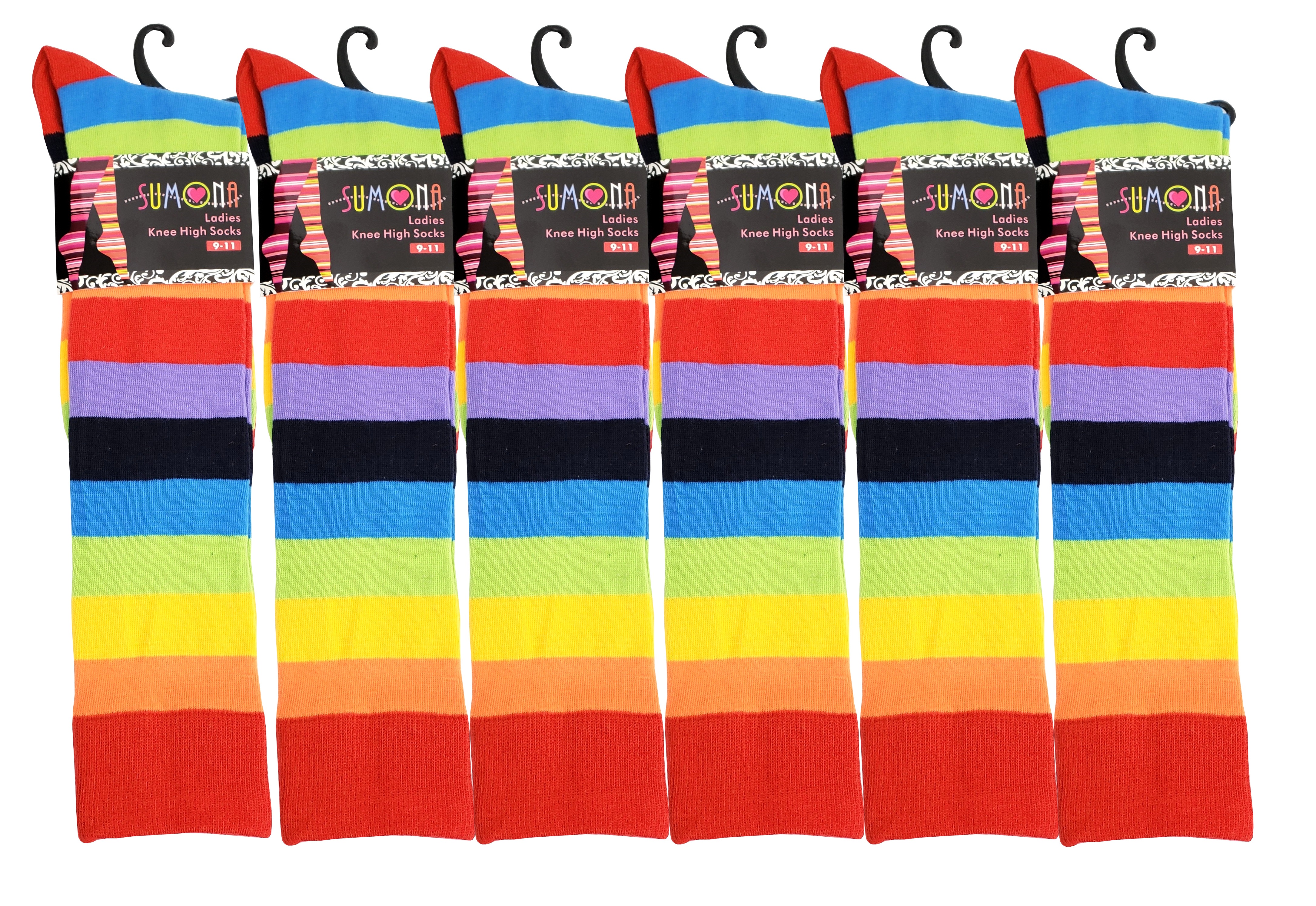 Sumona 6 Pairs Pack Women Rainbow Stripes Knee High Socks - image 2 of 2
