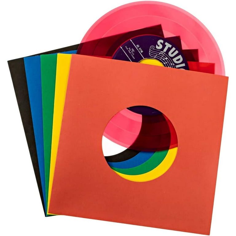 Vinyl Record Sleeves 45rpm - 7 inch Premium Acid Free Protection Multicolor  Paper Covers for 7” Singles Records - 50 Pack