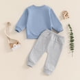 thumbnail image 4 of WhouRiu Outfits for Infant Boy Letter Prints Long Sleeve Hooded Sweatshirt Jogger Child Sports Cozy Breathable Outfit Set Blue,Size 12-18 M, 4 of 5