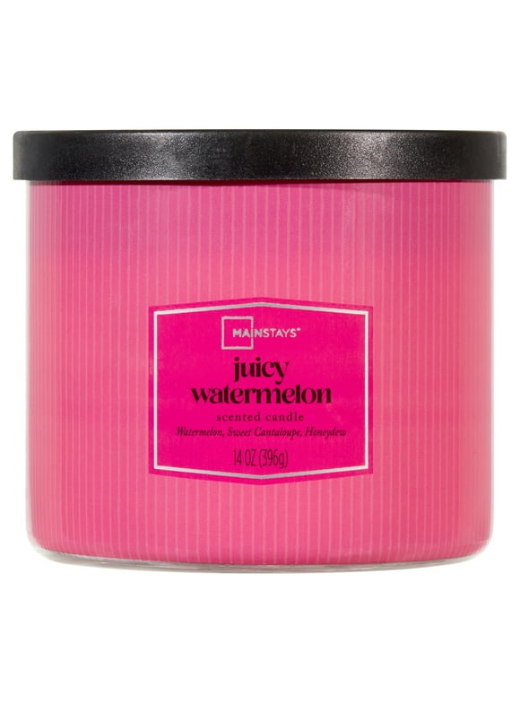 Mainstays 3-Wick Textured Wrapped Juicy Watermelon Scented Candle, 14 oz
