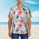thumbnail image 2 of Balery Roses and Butterflies Camisas hawaianas de manga corta para hombre, camisas playeras de corte holgado, camisas de vacaciones con botones,Large, 2 of 7