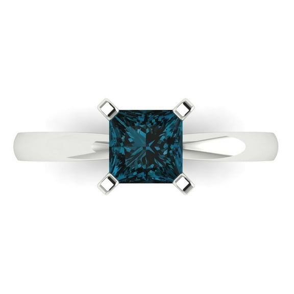 Clara Pucci 14K White Gold 1ct LondonBlueTopaz Solitaire Ring for Women
