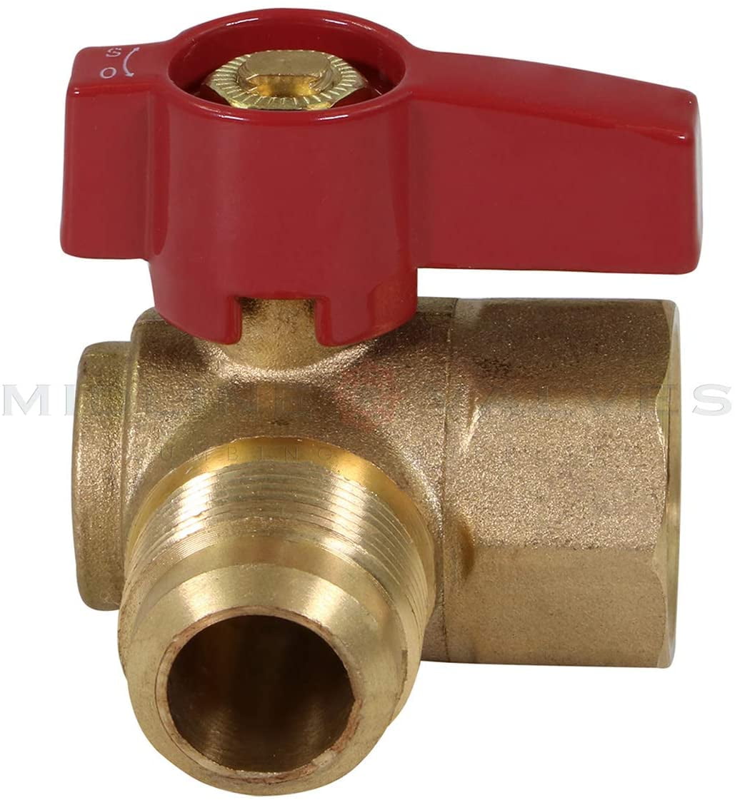 Midline Valve LxFA3458GAS-5 Angle Gas Ball Valve, with 5/8 in. x 3/4 in. Flare x FIP Connections, Brass (Pack of 5)
