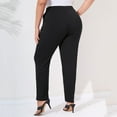 thumbnail image 3 of Womens Plus Size Work Pants With Belt Elastic High Waist Casual Pants With Pockets Pencil Leg Pants, 3 of 5