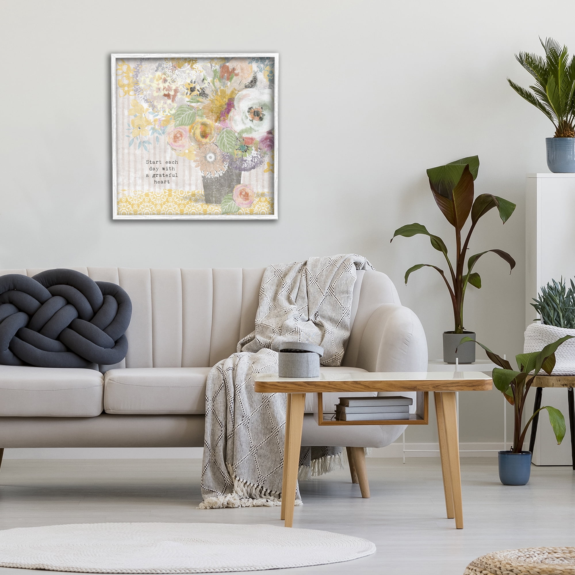 Stupell Industries Floral Inspirations Grateful Heart White Framed Giclee Art, design by Suzanne Nicoll