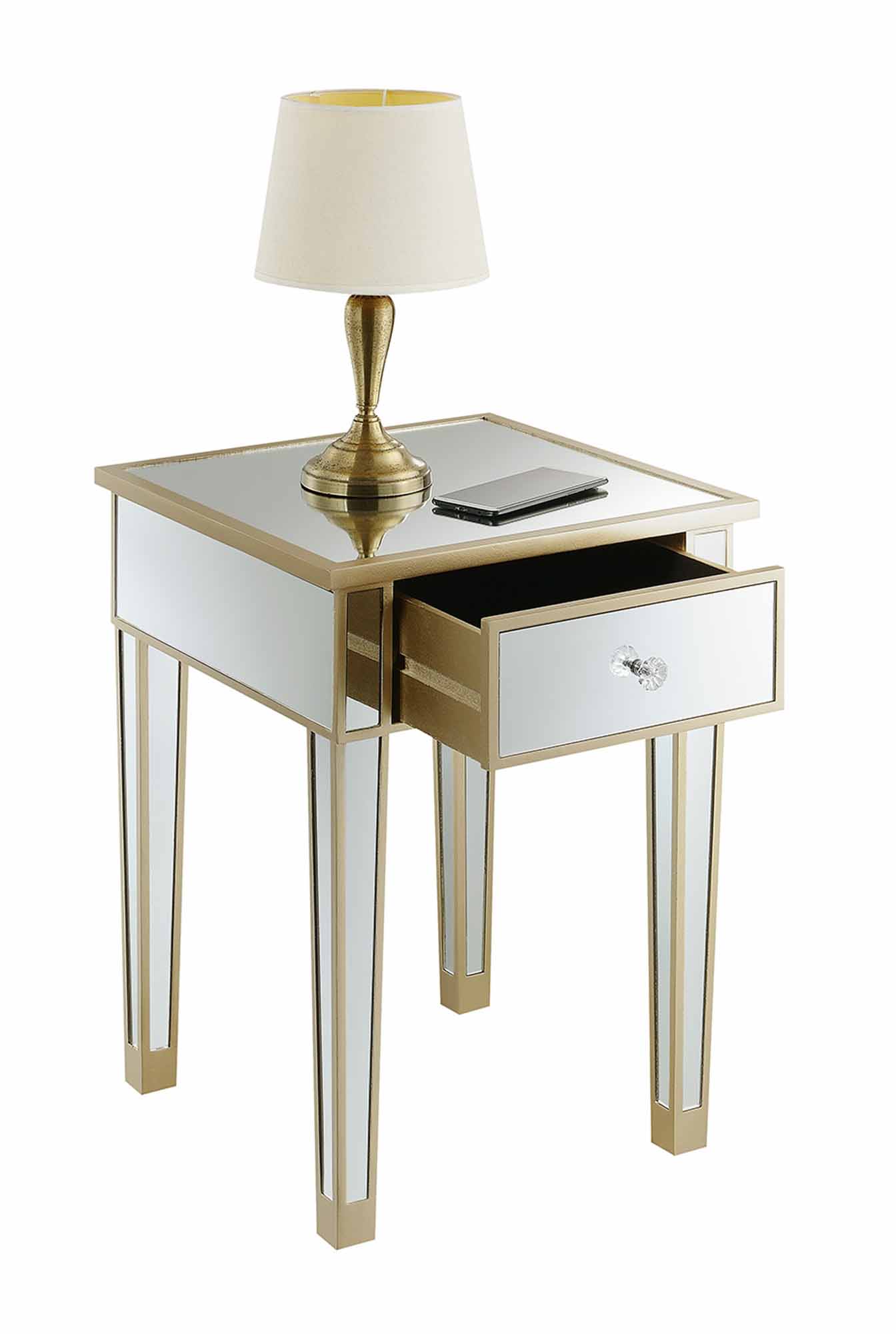 Convenience Concepts Gold Coast Mirrored End Table with Drawer, Multiple Colors - image 2 of 3