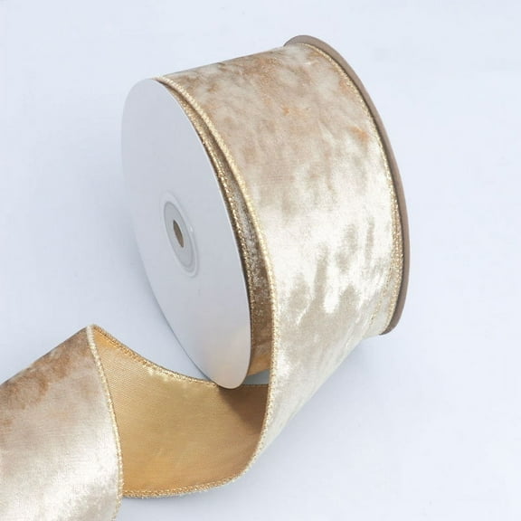 Mictong Velvet Ribbon, 2.49 inches wide and 10 yards long, Christmas gift packaging velvet ribbon, is a special velvet ribbon for holiday crafts and decoration, 1 piece, champagne color