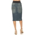 thumbnail image 3 of Be-Girl Women's Denim Maternity Midi Skirt Lycra Rib Elastic Waistband Vintage Wash - SG-77511, 3 of 6